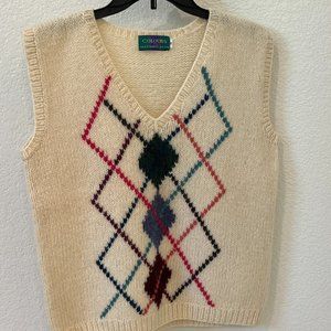 Cream Argyle Knit Vest